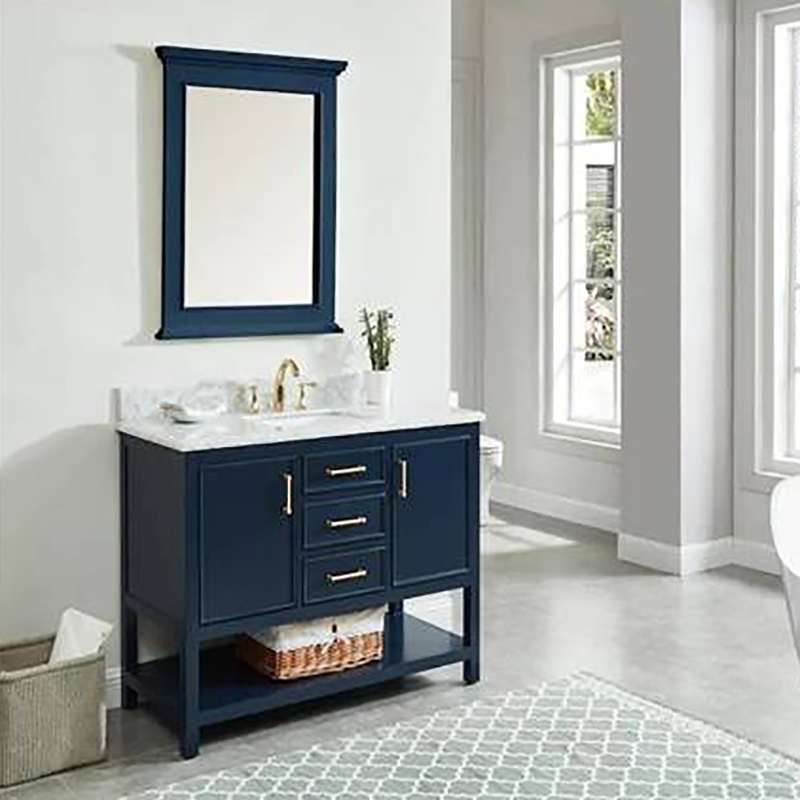 Marble Bathroom Vanity 48 Inch With Under Sink, 3 Drawer And 2 Doors Storage